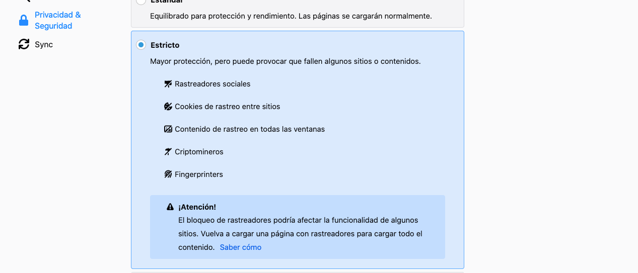 Modo estricto Firefox