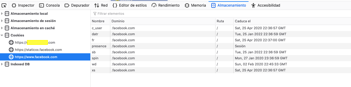 Cookies sitio web con botón de "me gusta"