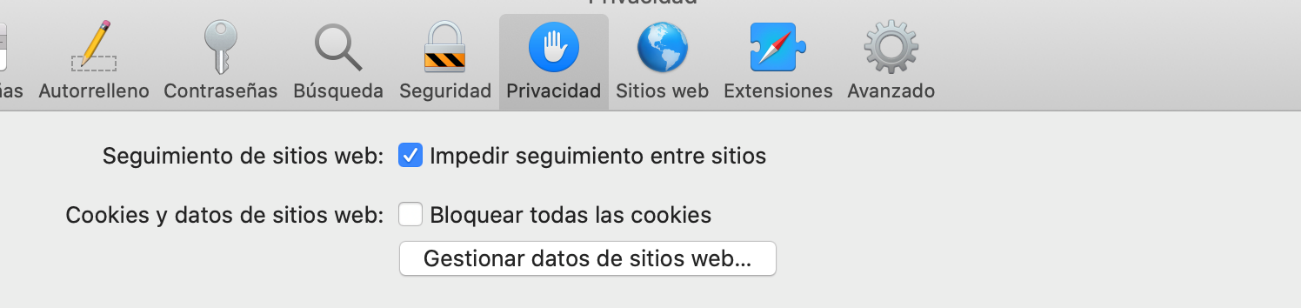 Bloqueo de cookies en Safari