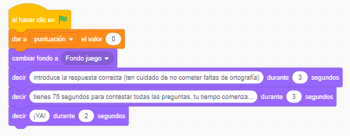 Figura 2: Bloque de inicio del juego