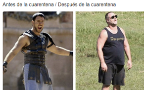 Meme sobre los efectos de la cuarentena