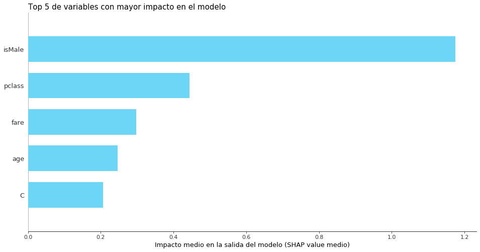Figura 2: Top 5 variables más importantes en el modelo