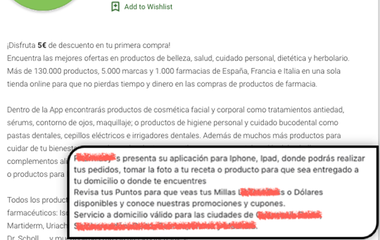 Imagen 1: Descripción y funcionalidades de las aplicaciones farmacéuticas
