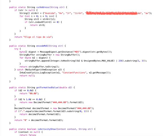 Imagen 5: Revisión de clases java luego de proceso de reversing