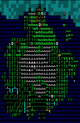 Figura 5. Ejemplo de mapa de terreno en Dwarf Fortress (fuente)