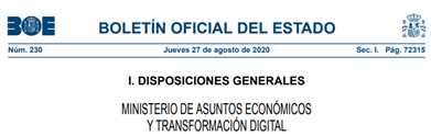 Figura 1: Orden ETD/803/2020, por la que se crea la División Oficina del Dato y la División de Planificación y Ejecución de Programas en la Secretaría de Estado de Digitalización e Inteligencia Artificial