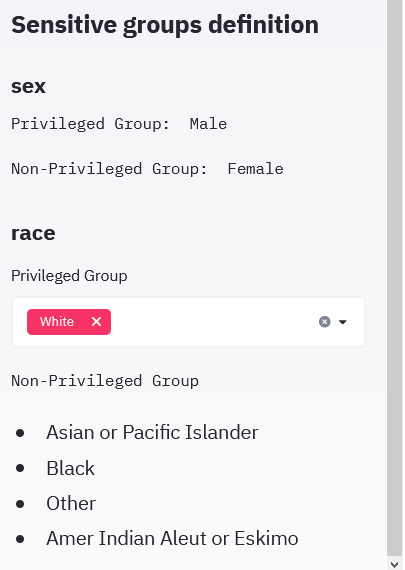 Definición de los grupos sensibles de cada variable