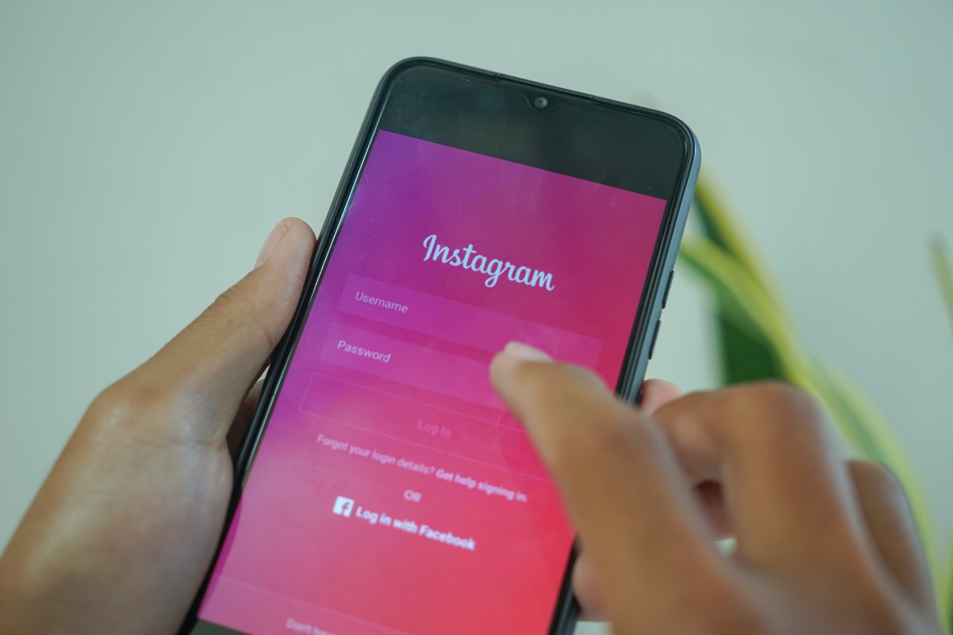 Pantalla para introducir las credenciales de acceso a Instagram