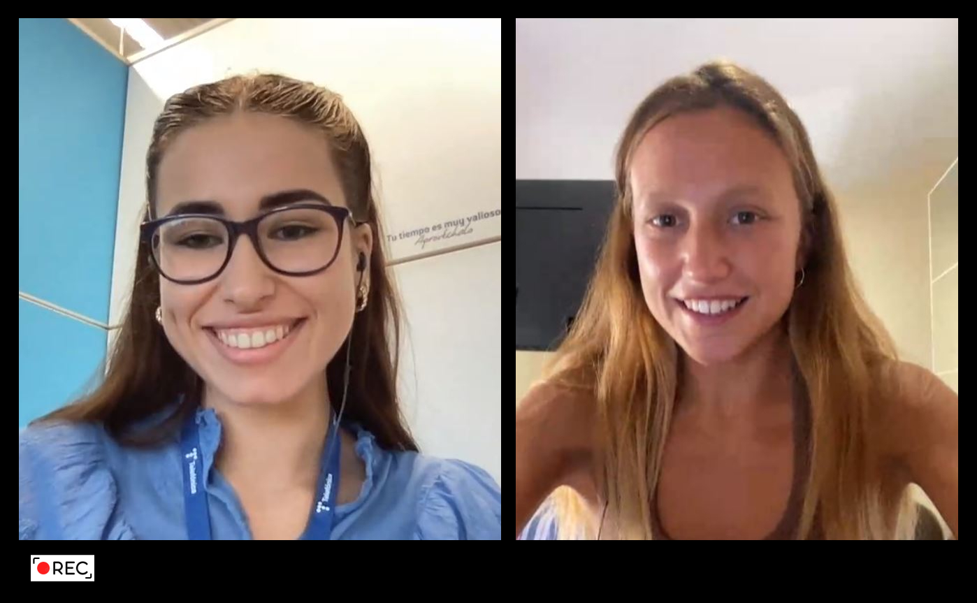 Captura de aplicación de Teams. Entrevista entre Lucía Muñoz y Marina Sindreu
