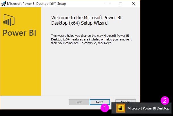Pantalla inicial de instalación Power BI Desktop