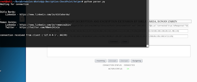 Arrancando el script âparser.pyâ y conectando la extensión imagen