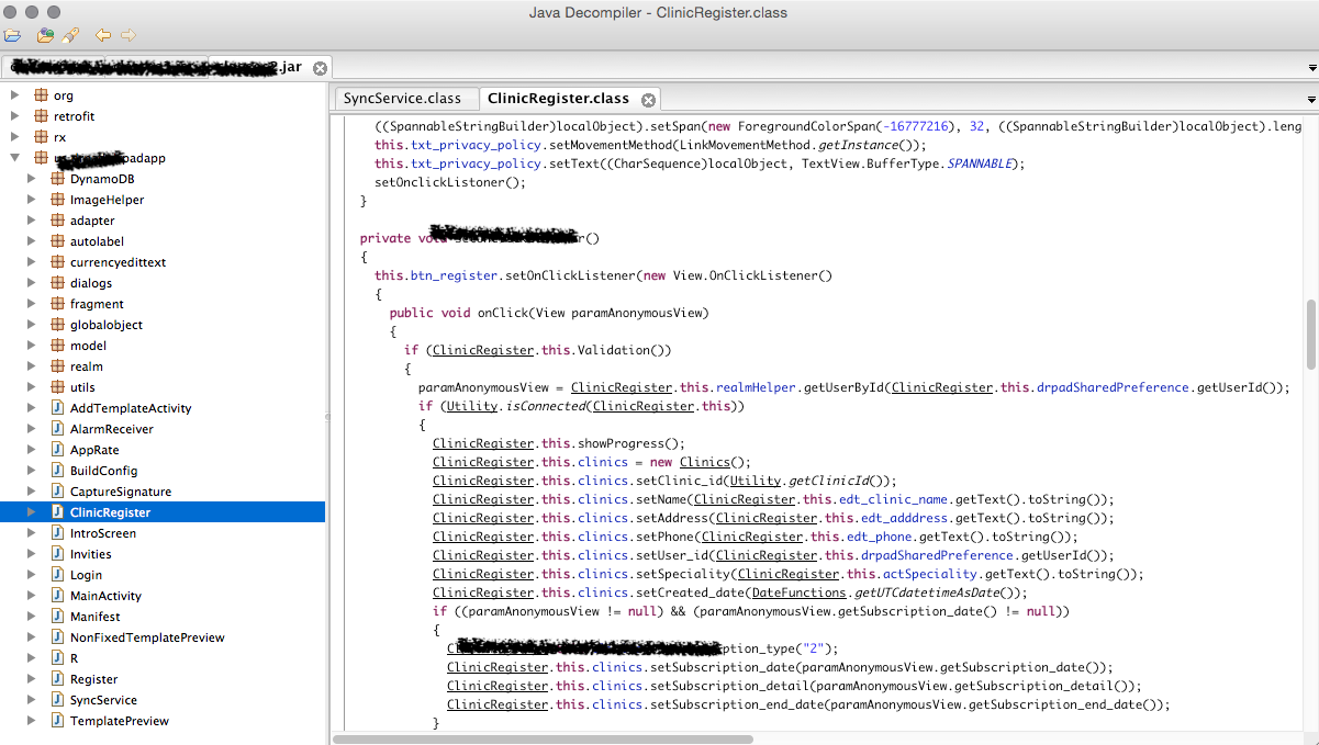 Revisión de clases java luego de proceso de reversing imagen