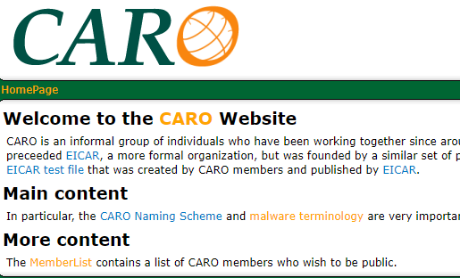 Webpage CARO Webpage CARO