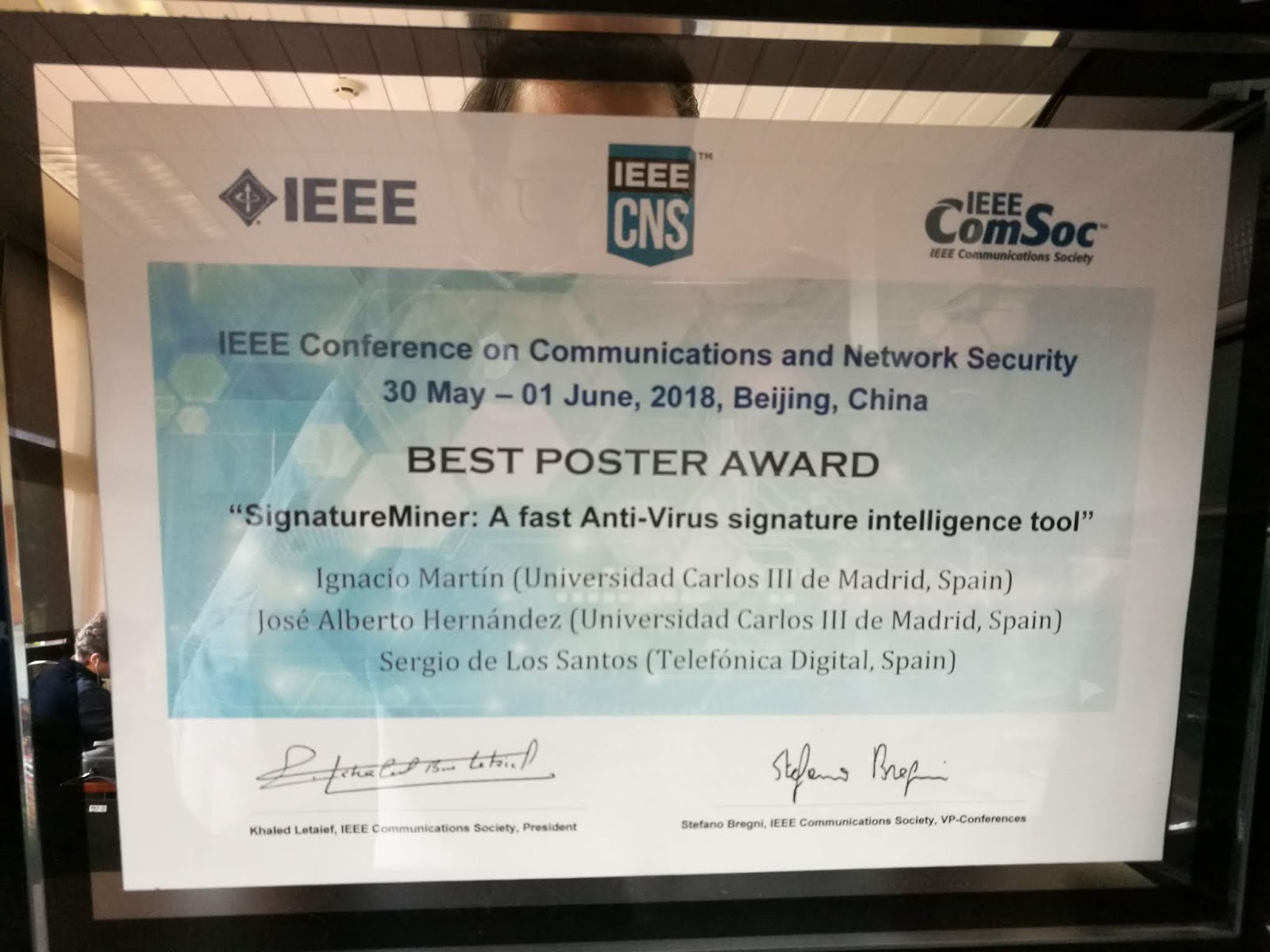 Premio al mejor póster en la IEEE CNS de Pekín 2018 Premio al mejor póster en la IEEE CNS de Pekín 2018 imagen