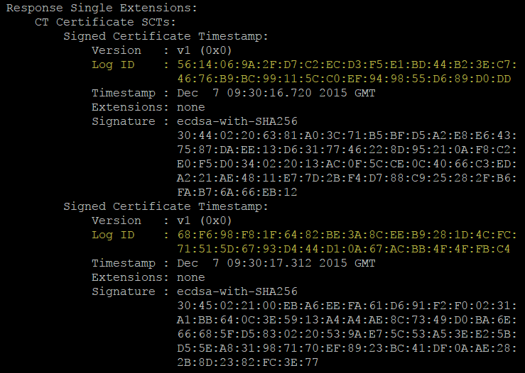 Funcionamiento de OCSP con Certificate Transparency