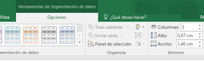  Configuration of columns for "buttons".