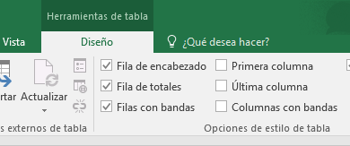 design menu on excel screenshot