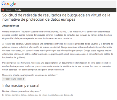 El derecho al olvido y "Just delete me"