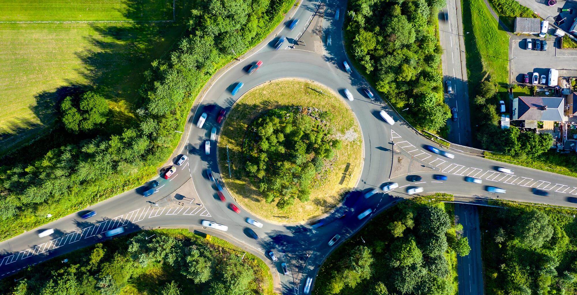 panoramic view of a traffic circle